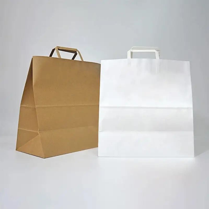 Sacos de papel Kraft castanho com alça plana