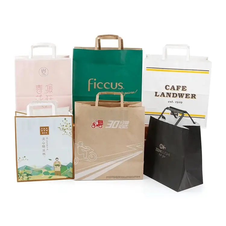 Sacs en papier avec poignées plates