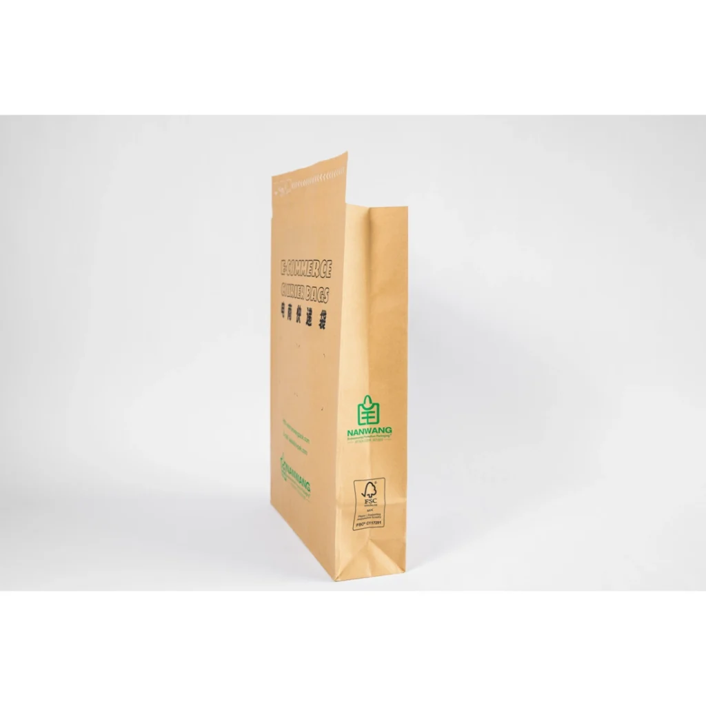 Sacos de papel ecológicos para correio, com pega plana e dobra interior, resistentes à violação, para embalagens de comércio eletrónico