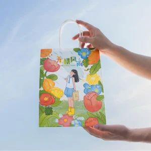 Saco de papel impermeável com fecho automático Saco de entrega de embalagens para levar, amigo do ambiente