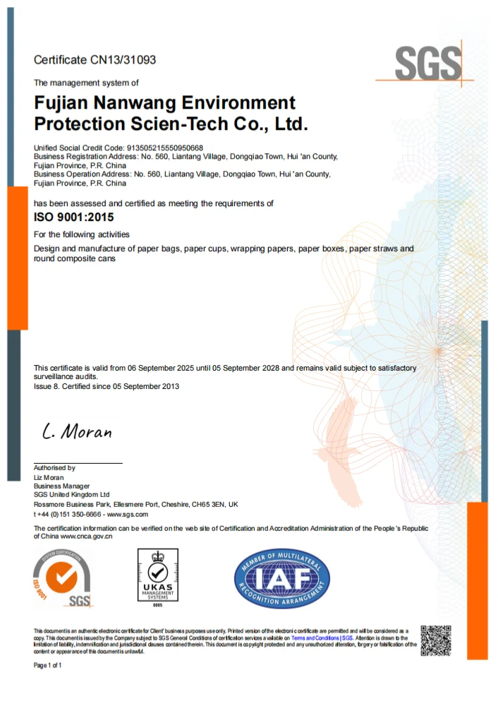 Nanwang ISO9001 Certificate